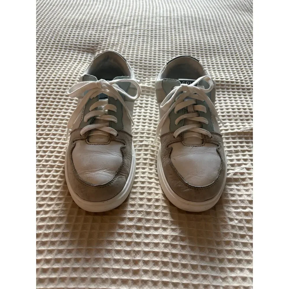 Cole Haan GrandPro Leather Sneakers White Gray Blue Size 7.5B